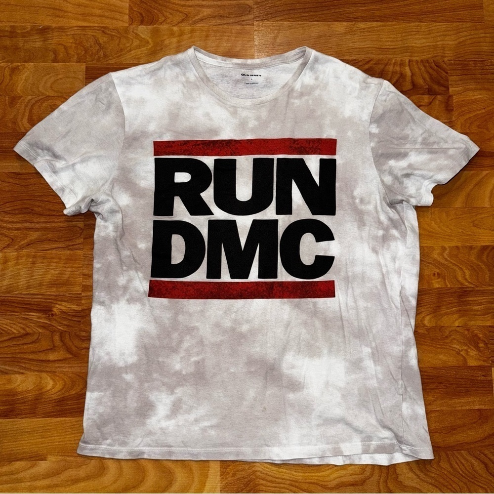 RUN DMC Tie Dye T Shirt Mens L Old Navy Band Shirt 100% Cotton Graphic Print Tee